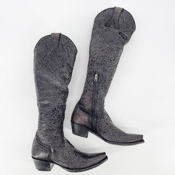 Old Gringo Gray Celina Crystal Studded Knee High Western Cowgirl Boot size 7 - Picture 5 of 14